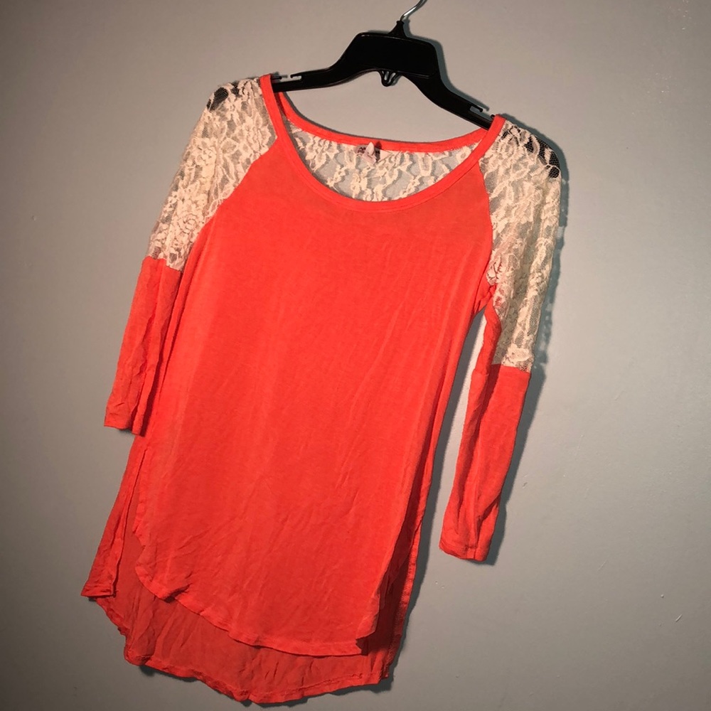 Arizona Coral Baseball Tee w/ Lace Shoulders